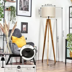 Lampes En Tissu-hofstein Bassagoda Lampadaire, Liseuse Écru, Noir, 1 lumière