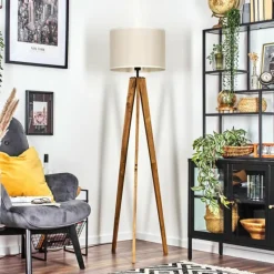 Lampes En Tissu-hofstein Bassagoda Lampadaire, Liseuse Écru, Noir, 1 lumière