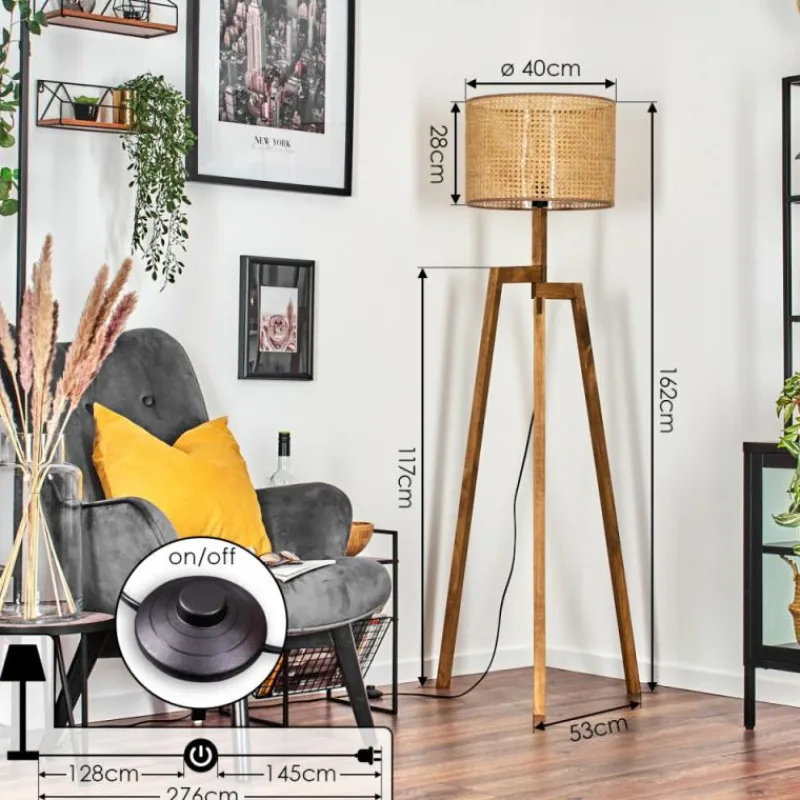 hofstein Bassagoda Lampadaire, Liseuse Écru, 1 lumière