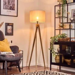 Lampes En Tissu-hofstein Bassagoda Lampadaire, Liseuse Écru, Noir, 1 lumière