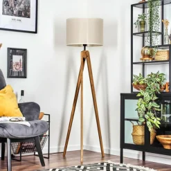 Lampes En Tissu-hofstein Bassagoda Lampadaire, Liseuse Écru, Noir, 1 lumière