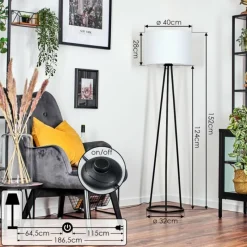 Lampes En Tissu-hofstein Bassagoda Lampadaire, Liseuse Noir, 1 lumière