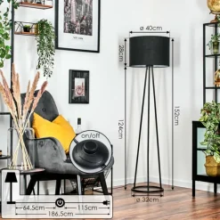 Lampes En Tissu-hofstein Bassagoda Lampadaire, Liseuse Noir, 1 lumière