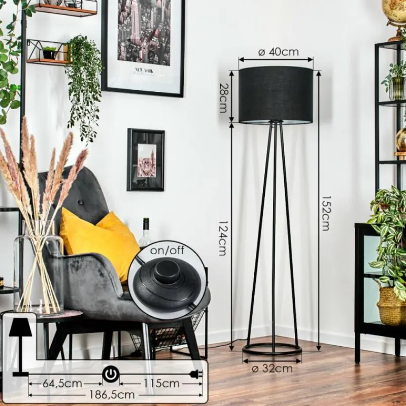 Lampes En Tissu-hofstein Bassagoda Lampadaire, Liseuse Noir, 1 lumière