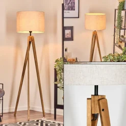 Lampes En Tissu-hofstein Bassagoda Lampadaire, Liseuse Écru, Noir, 1 lumière