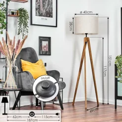 Lampes En Tissu-hofstein Bassagoda Lampadaire, Liseuse Écru, Noir, 1 lumière