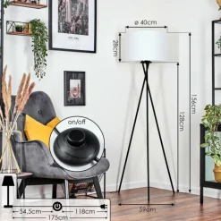 Lampes En Tissu-hofstein Bassagoda Lampadaire Noir, 1 lumière