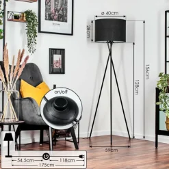 Lampes En Tissu-hofstein Bassagoda Lampadaire Noir, 1 lumière