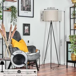 Lampes En Tissu-hofstein Bassagoda Lampadaire Noir, 1 lumière