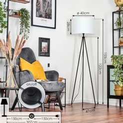 Lampes En Tissu-hofstein Bassagoda Lampadaire Noir, 1 lumière