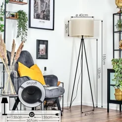 Lampes En Tissu-hofstein Bassagoda Lampadaire Noir, 1 lumière