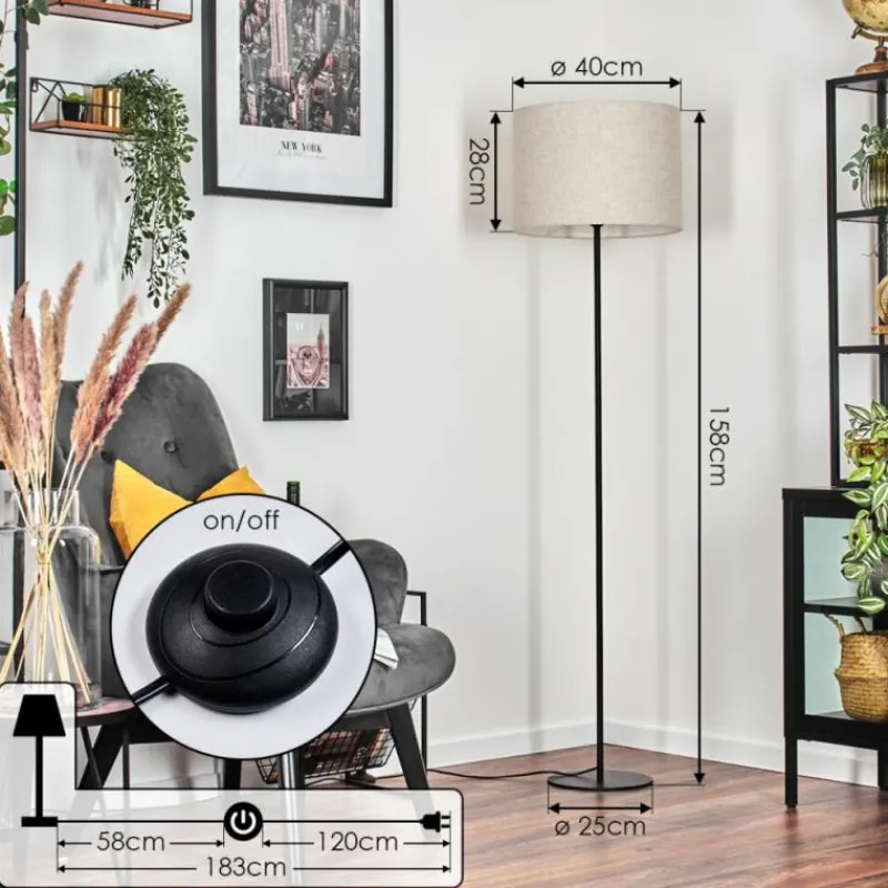 Lampes En Tissu-hofstein Bassagoda Lampadaire Noir, 1 lumière