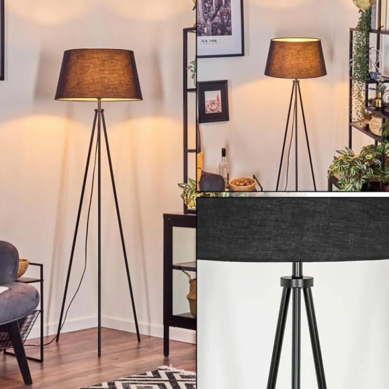 Lampes En Tissu-hofstein Bassagoda Lampadaire Noir, Blanc, 1 lumière