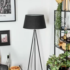 Lampes En Tissu-hofstein Bassagoda Lampadaire Noir, Blanc, 1 lumière