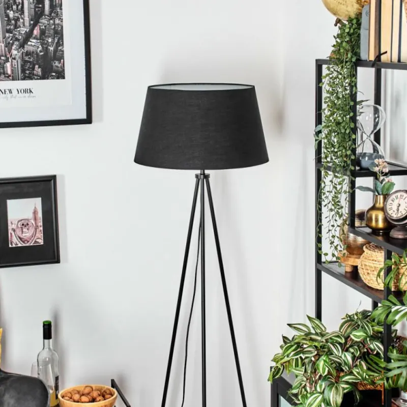 Lampes En Tissu-hofstein Bassagoda Lampadaire Noir, Blanc, 1 lumière