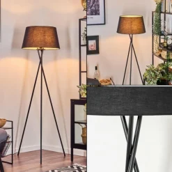 Lampes En Tissu-hofstein Bassagoda Lampadaire Noir, Blanc, 1 lumière