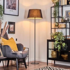 Lampes En Tissu-hofstein Bassagoda Lampadaire Noir, Blanc, 1 lumière