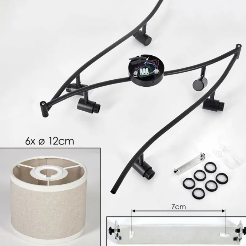 Lampes En Tissu-hofstein Bassagoda Plafonnier beige, Blanc, 6 lumières