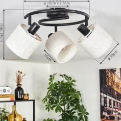 Lampes En Tissu-hofstein Bassagoda Plafonnier Noir, 3 lumières
