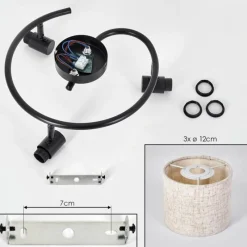 Lampes En Tissu-hofstein Bassagoda Plafonnier Noir, 3 lumières