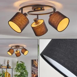 Lampes En Tissu-hofstein Bassagoda Plafonnier Noir, 3 lumières
