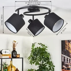 Lampes En Tissu-hofstein Bassagoda Plafonnier Noir, 3 lumières
