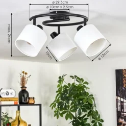 Lampes En Tissu-hofstein Bassagoda Plafonnier Noir, 3 lumières