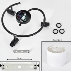 Lampes En Tissu-hofstein Bassagoda Plafonnier Noir, 3 lumières