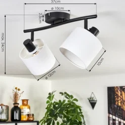 Lampes En Tissu-hofstein Bassagoda Plafonnier Noir, 2 lumières