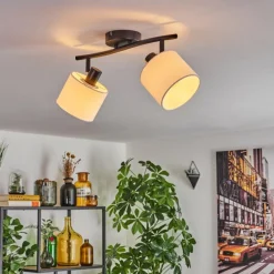 Lampes En Tissu-hofstein Bassagoda Plafonnier Noir, 2 lumières