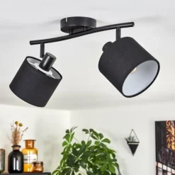Lampes En Tissu-hofstein Bassagoda Plafonnier Noir, 2 lumières