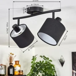 Lampes En Tissu-hofstein Bassagoda Plafonnier Noir, 2 lumières