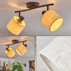 Lampes En Tissu-hofstein Bassagoda Plafonnier Noir, 2 lumières