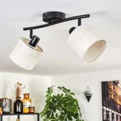 Lampes En Tissu-hofstein Bassagoda Plafonnier Noir, 2 lumières