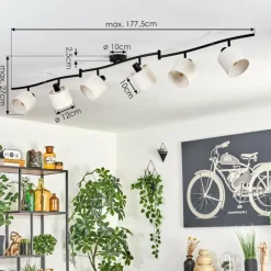 Lampes En Tissu-hofstein Bassagoda Plafonnier Noir, 6 lumières