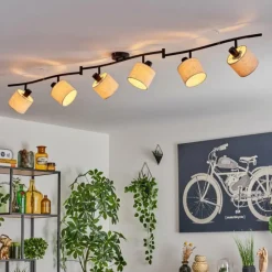 Lampes En Tissu-hofstein Bassagoda Plafonnier Noir, 6 lumières