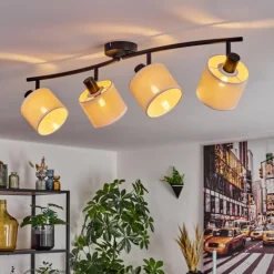 Lampes En Tissu-hofstein Bassagoda Plafonnier Noir, 4 lumières