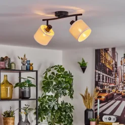 Lampes En Tissu-hofstein Bassagoda Plafonnier Noir, 2 lumières