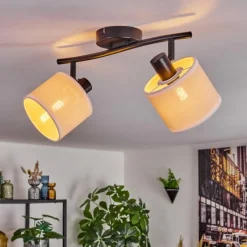 Lampes En Tissu-hofstein Bassagoda Plafonnier Noir, 2 lumières