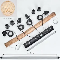 hofstein Basto Suspension, Boule lumineuse, Suspension Écru, Noir, 4 lumières