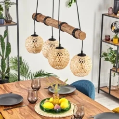 hofstein Basto Suspension, Boule lumineuse, Suspension Écru, Noir, 4 lumières