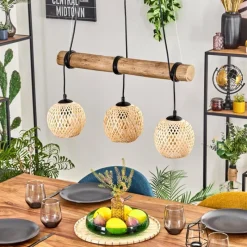 hofstein Basto Suspension, Boule lumineuse, Suspension Écru, Noir, 3 lumières