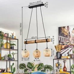 hofstein Basto Suspension, Boule lumineuse, Suspension Écru, Noir, 3 lumières