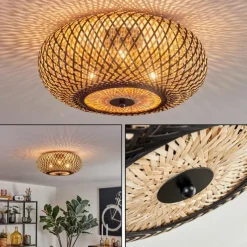 Luminaires Scandinaves-hofstein Bauro Plafonnier 40 cm Noir, 3 lumières