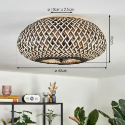 Luminaires Scandinaves-hofstein Bauro Plafonnier 40 cm Noir, 3 lumières