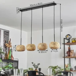 hofstein Bauro Suspension Écru, 4 lumières