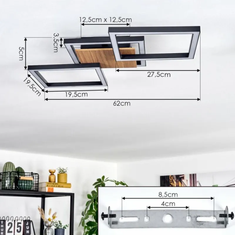 hofstein Bealo Plafonnier LED Couleur bois, Noir, 1 lumière