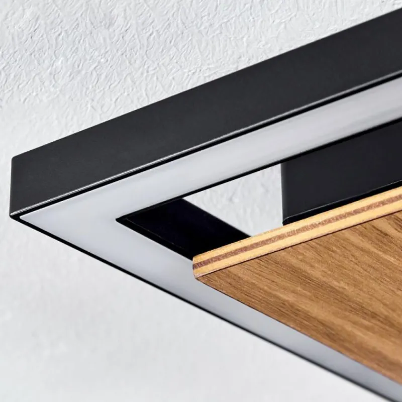 hofstein Bealo Plafonnier LED Couleur bois, Noir, 1 lumière