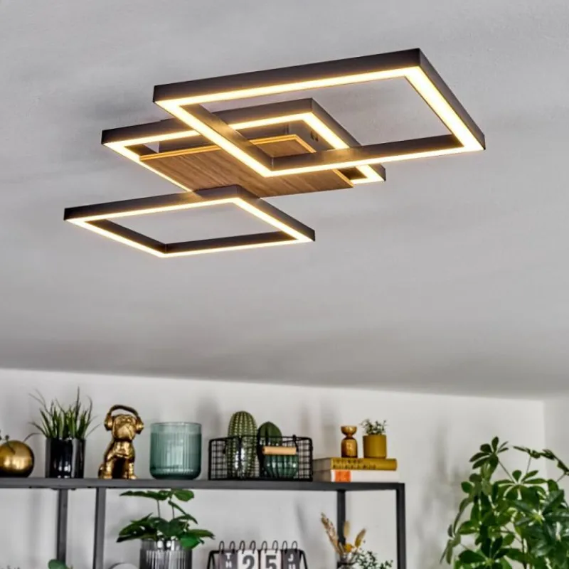 hofstein Bealo Plafonnier LED Couleur bois, Noir, 1 lumière