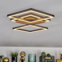 hofstein Bealo Plafonnier LED Couleur bois, Noir, 1 lumière